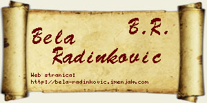 Bela Radinković vizit kartica